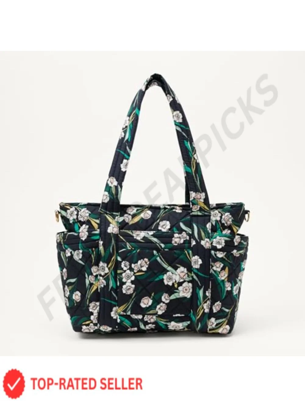 Cotton Quilted Tote Handbag with Padded Handles Crossbody